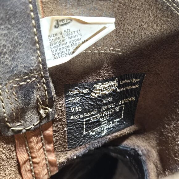 Justin Water Buffalo 10” Men Sz 9.5D Ram Pecan Brown Round Toe Work Boots OW4710 - Picture 8 of 8